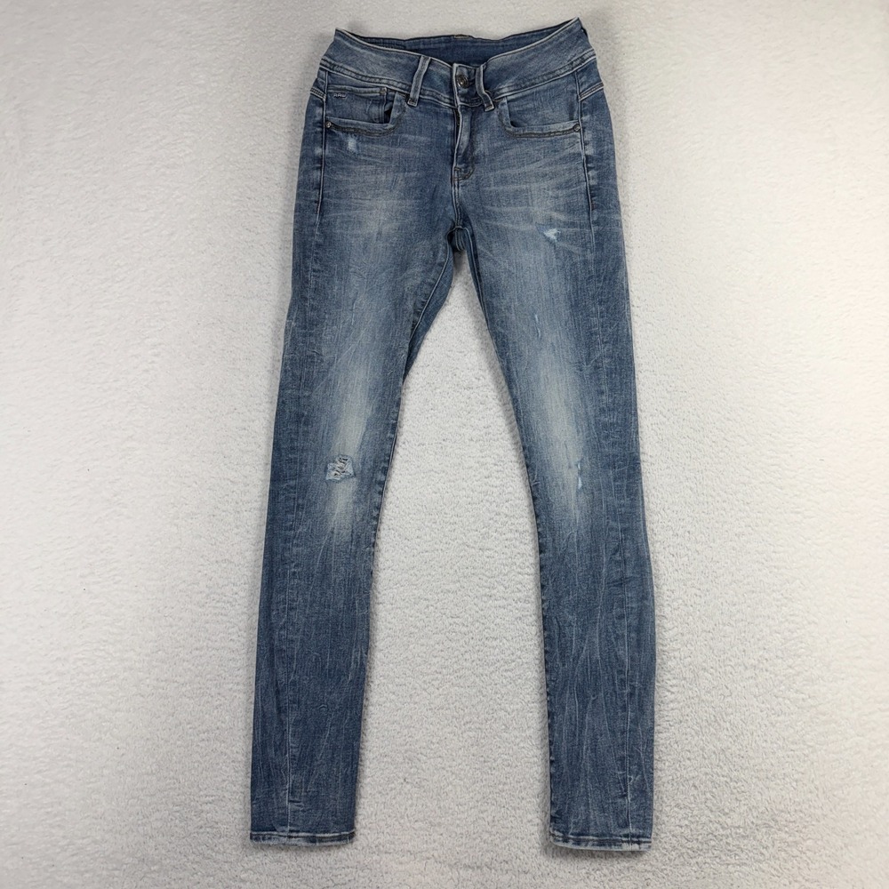 G Star RAW Lynn Mid Skinny Jeans Womens 26x32 (Fits 25x30) Blue Stretch Denim